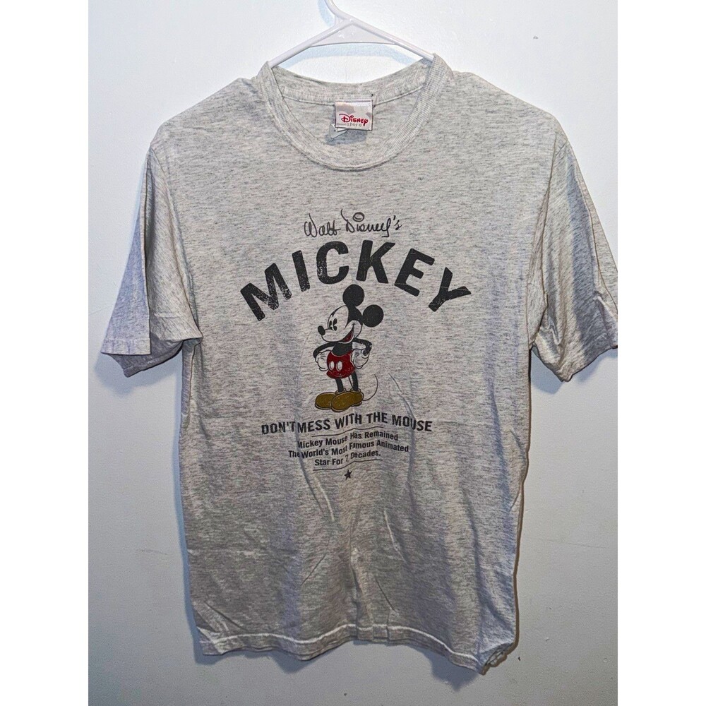 Disney Store Unisex Adults Gray Cotton Mickey Mouse Graphic T-Shirt Size S